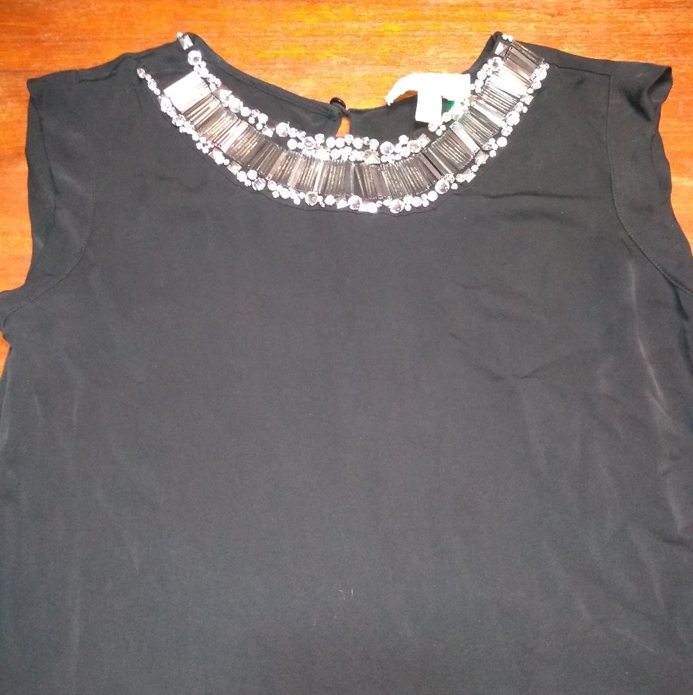 Michael Kors Black Sleeveless Blouse, Size Small, Silk, Silver Embellish… - Picture 2 of 8